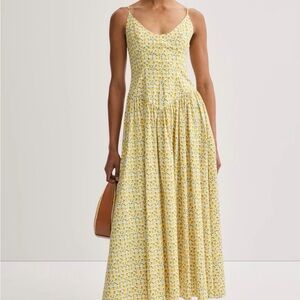 Staud Dena Yellow Lemon Print Maxi Dress - Size 6
